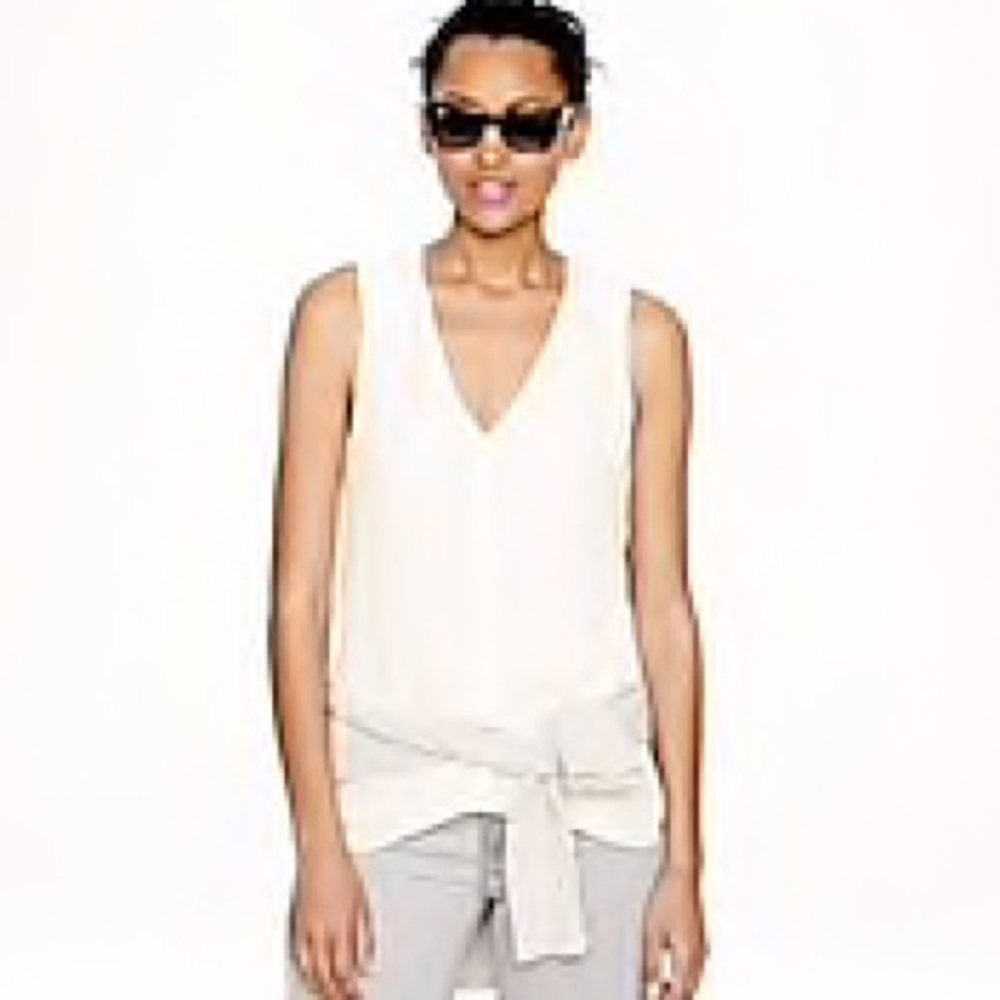 J Crew Drapey Crepe Tank Ivory